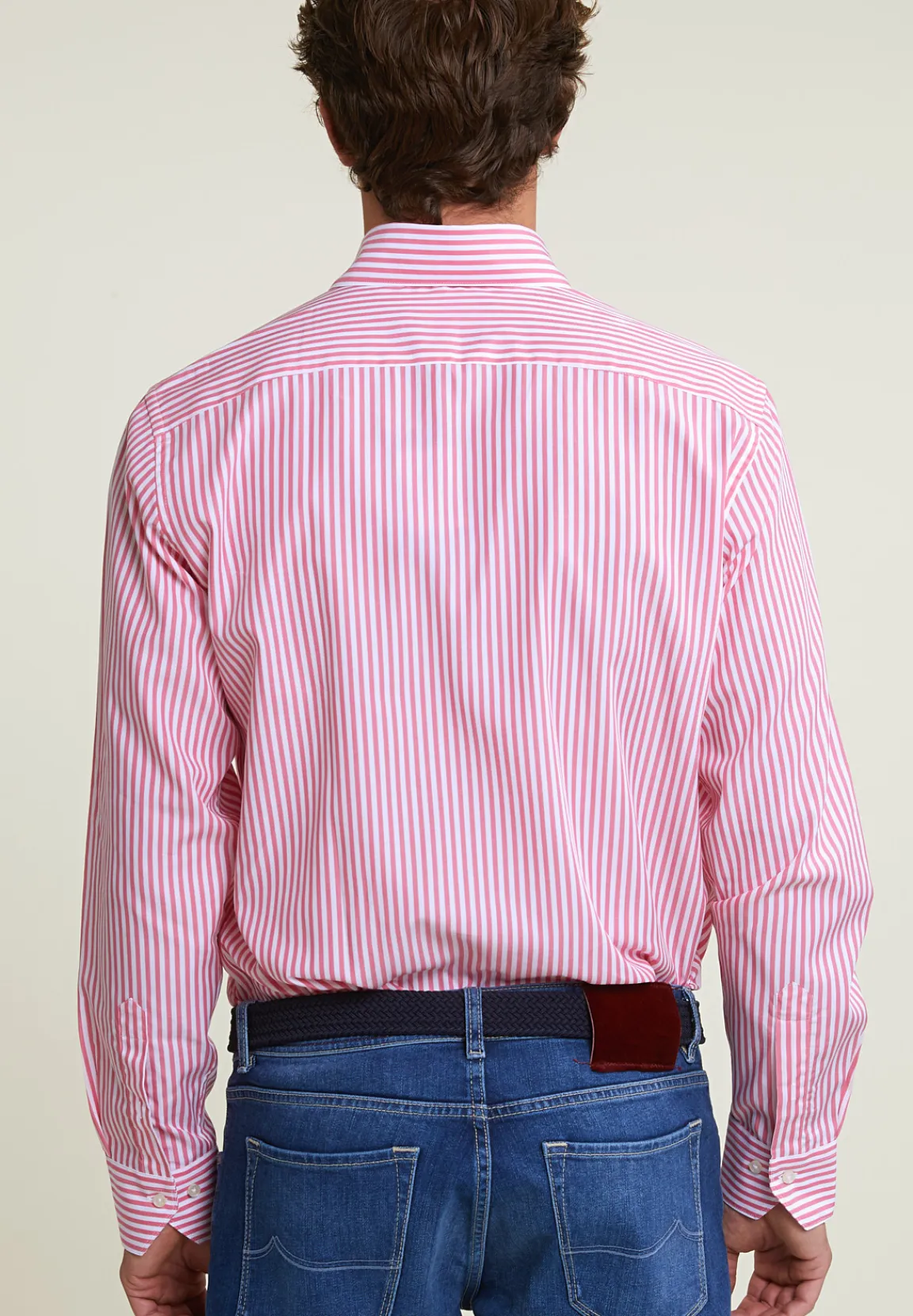 New River Woods Custom fit gestreept hemd roze/wit -