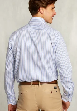 New River Woods Custom fit gestreept hemd blauw/wit -