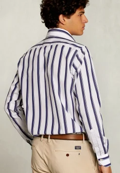 Best River Woods Custom fit gestreept hemd blauw/wit -