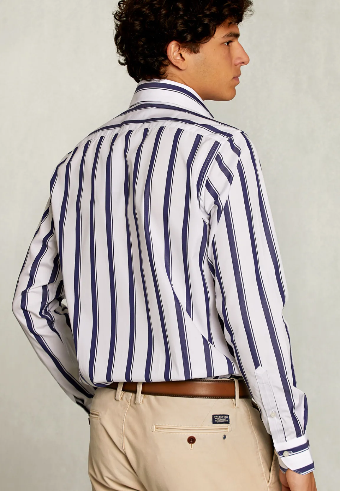 Best River Woods Custom fit gestreept hemd blauw/wit -