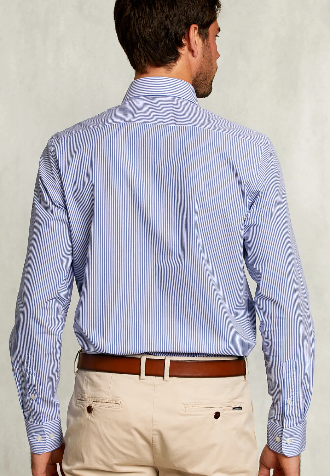 Outlet River Woods Custom fit gestreept hemd blauw/wit -