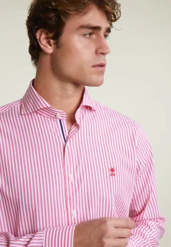 New River Woods Custom fit gestreept hemd roze/wit -