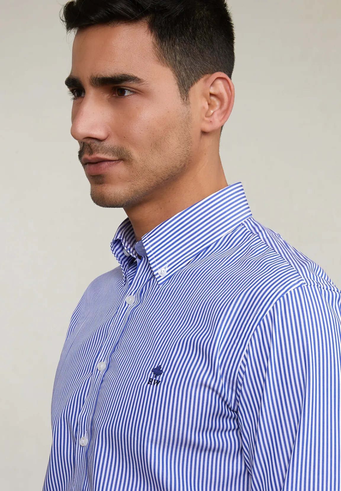 Sale River Woods Custom fit gestreept hemd blauw/wit -