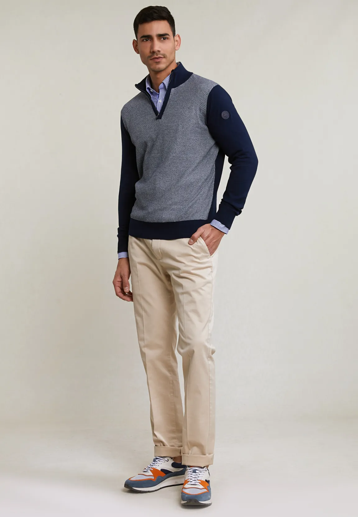 Sale River Woods Custom fit gestreept hemd blauw/wit -