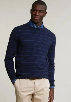 Online River Woods Custom fit gestreepte katoenen trui ronde hals navy mix -