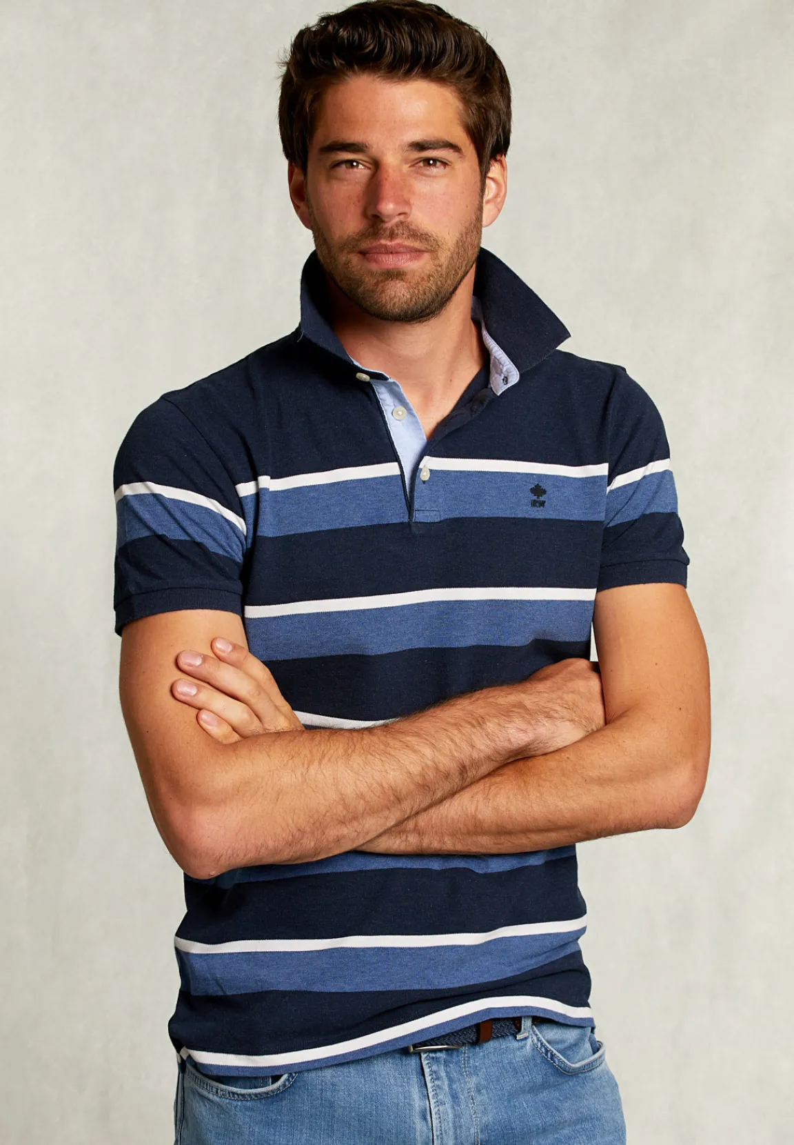 New River Woods Custom fit gestreepte polo indian ocean mix -