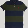 New River Woods Custom fit gestreepte stretch polo night blue mix/forest -