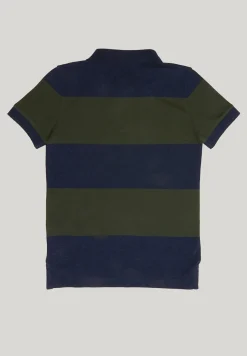 New River Woods Custom fit gestreepte stretch polo night blue mix/forest -