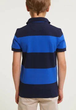 Fashion River Woods Custom fit gestreepte stretch polo navy/evening blue -