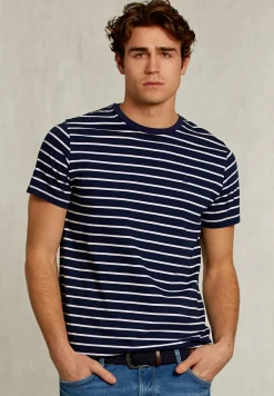 Online River Woods Custom fit gestreepte T-shirt oxford blue -