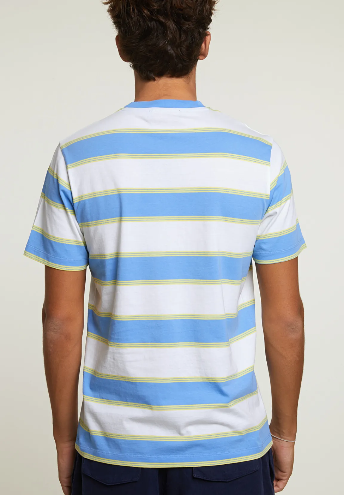 Outlet River Woods Custom fit gestreepte T-shirt caribbean blue -