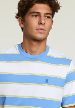 Outlet River Woods Custom fit gestreepte T-shirt caribbean blue -