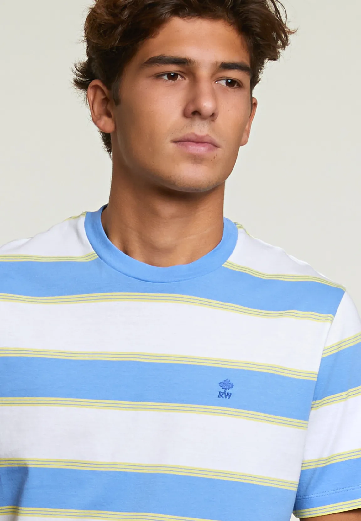 Outlet River Woods Custom fit gestreepte T-shirt caribbean blue -