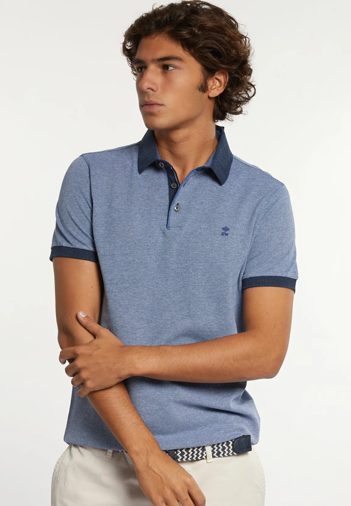 Hot River Woods Custom fit jacquard pique polo frost mix -