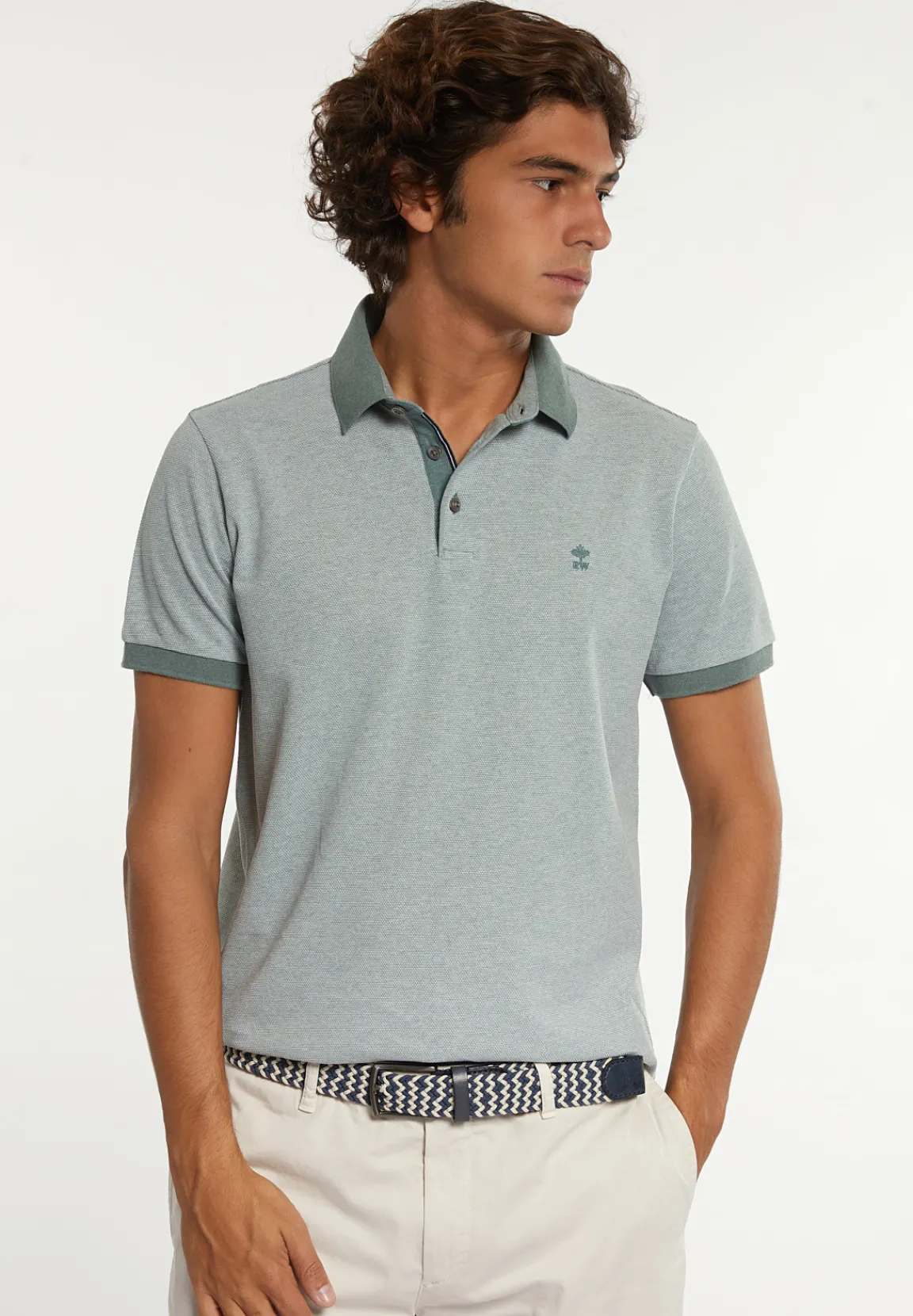 Hot River Woods Custom fit jacquard pique polo mint mix -