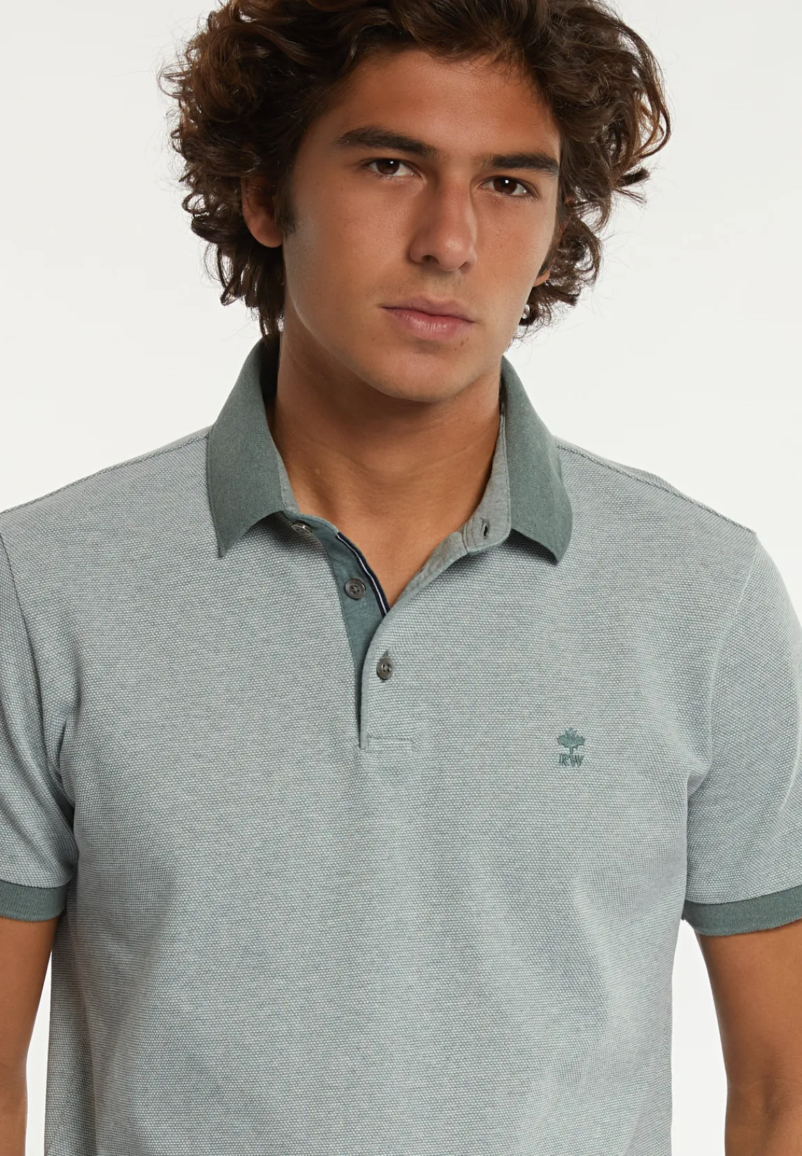Hot River Woods Custom fit jacquard pique polo mint mix -