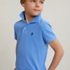 Best River Woods Custom fit katoenen basic stretch polo sky -