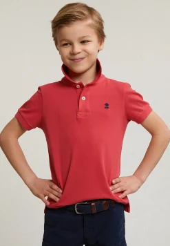 New River Woods Custom fit katoenen basic stretch polo sunset -