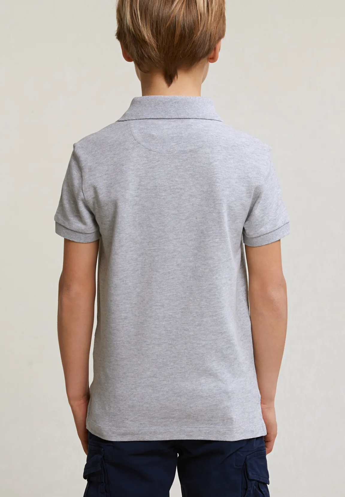 Outlet River Woods Custom fit katoenen basic stretch polo oyster mix -