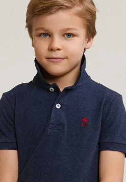 Clearance River Woods Custom fit katoenen basic stretch polo night blue mix -