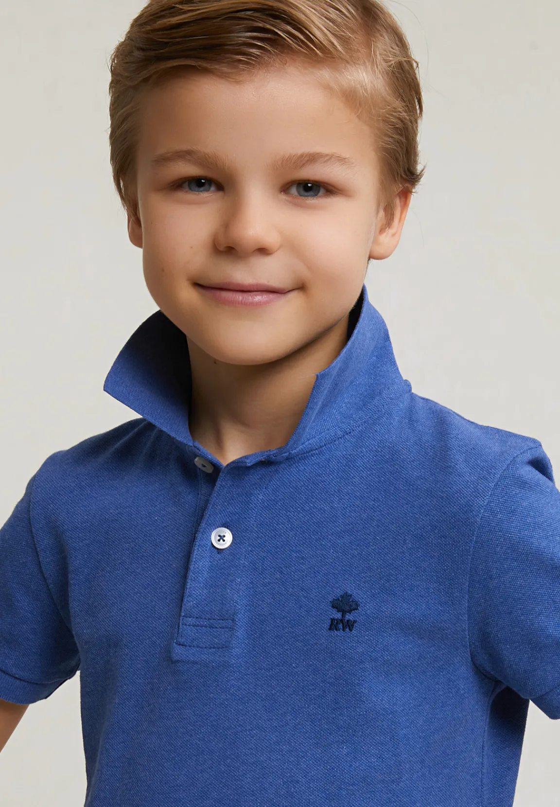 Sale River Woods Custom fit katoenen basic stretch polo hamptons blue mix -