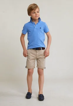 Best River Woods Custom fit katoenen basic stretch polo sky -