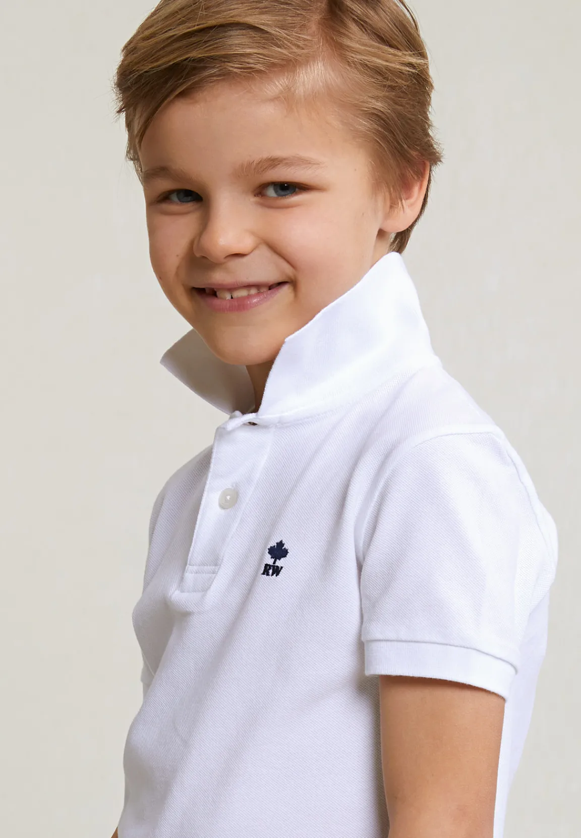 Fashion River Woods Custom fit katoenen basic stretch polo wit -