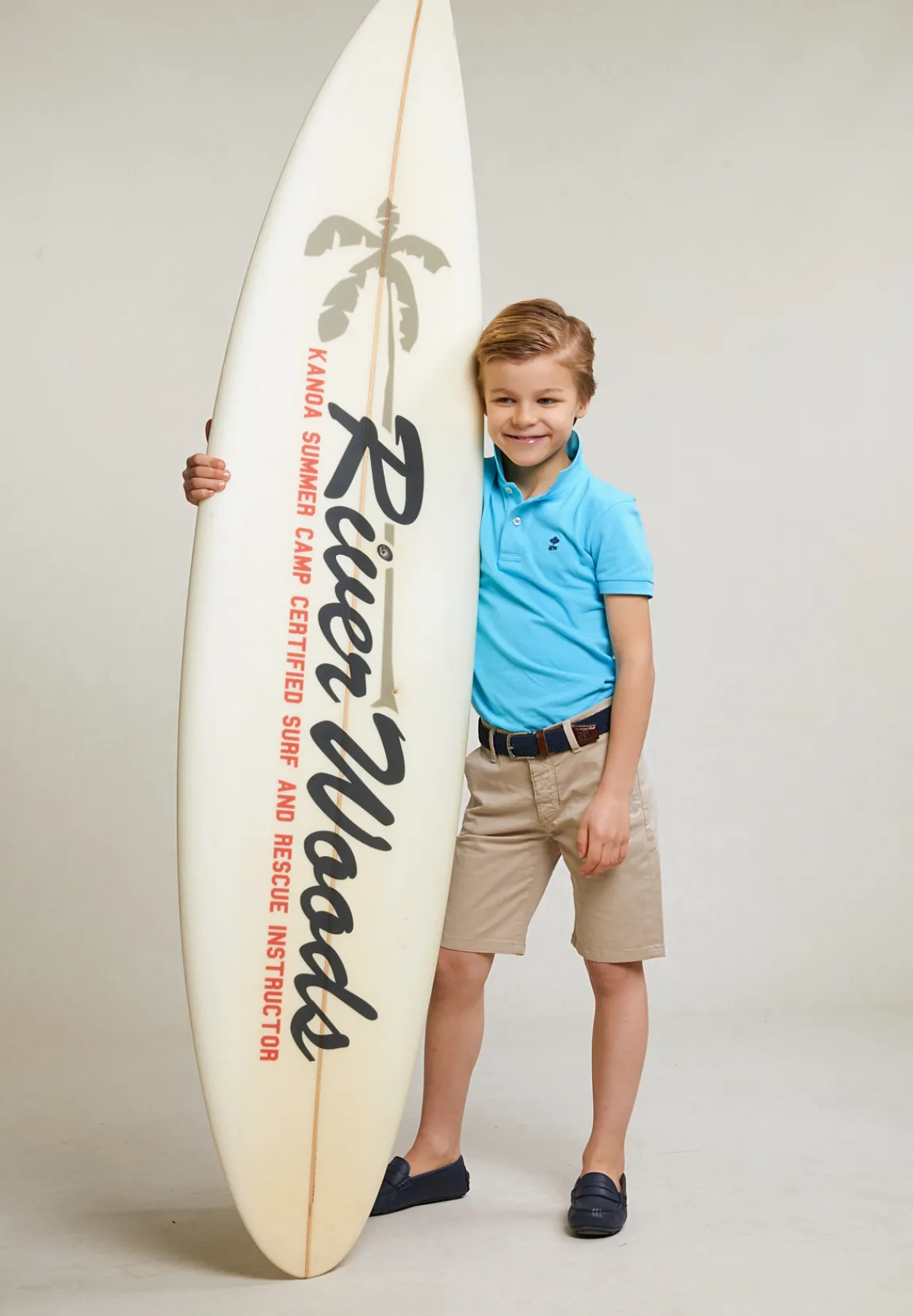 Online River Woods Custom fit katoenen basic stretch polo acqua -