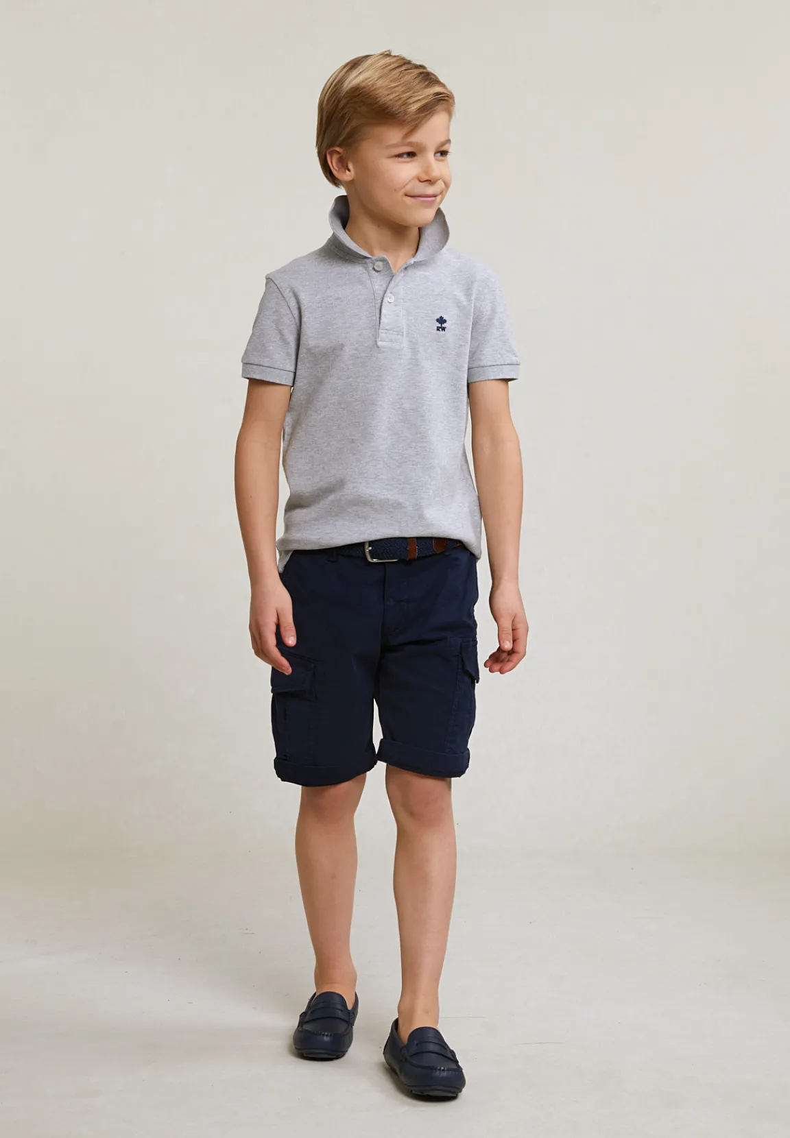 Outlet River Woods Custom fit katoenen basic stretch polo oyster mix -