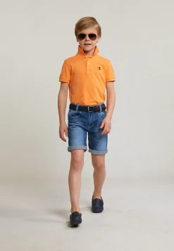 Online River Woods Custom fit katoenen basic stretch polo peach -