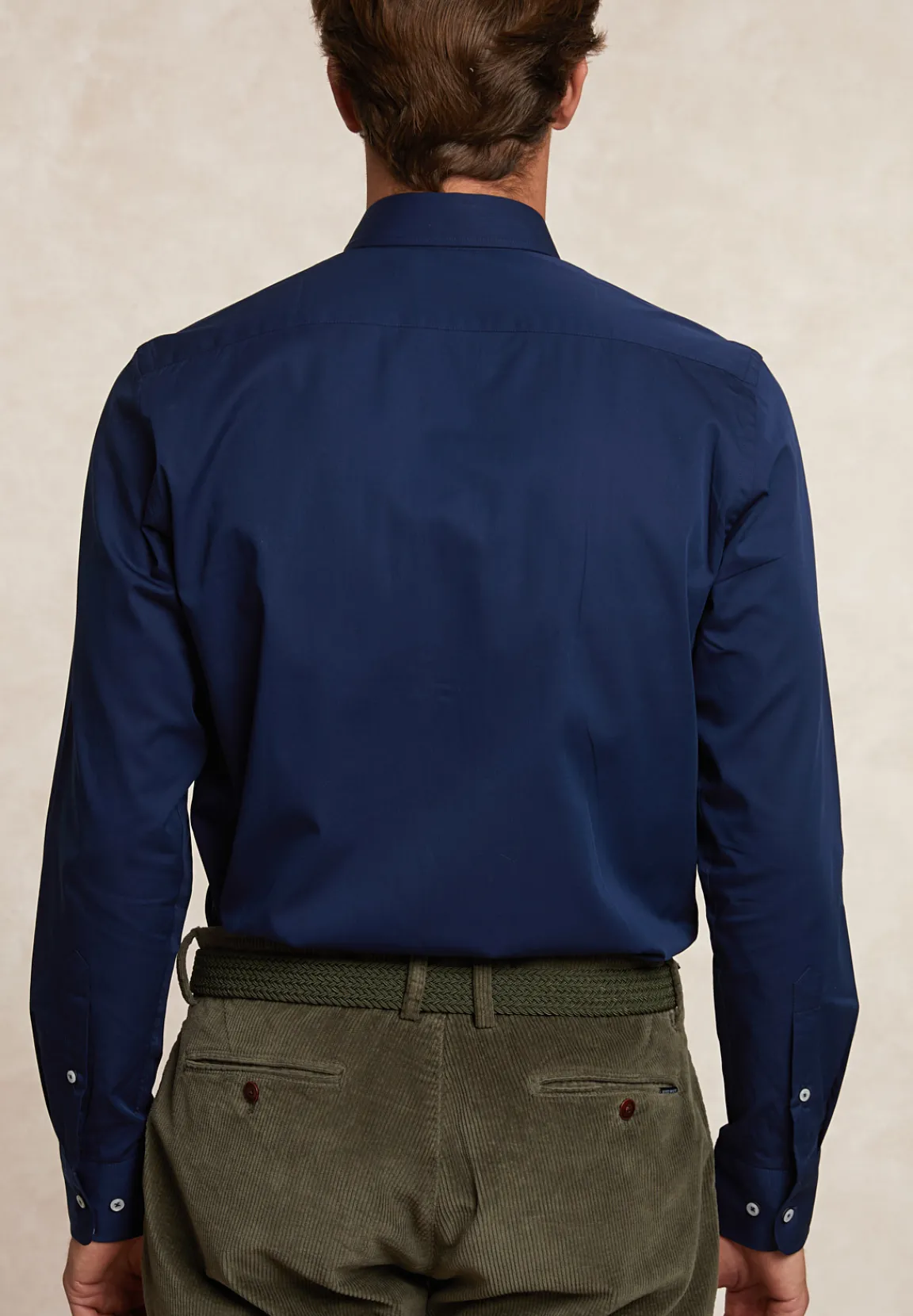 New River Woods Custom fit katoenen effen hemd blauw -
