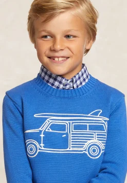 Discount River Woods Custom fit katoenen fantasietrui ronde hals evening blue -