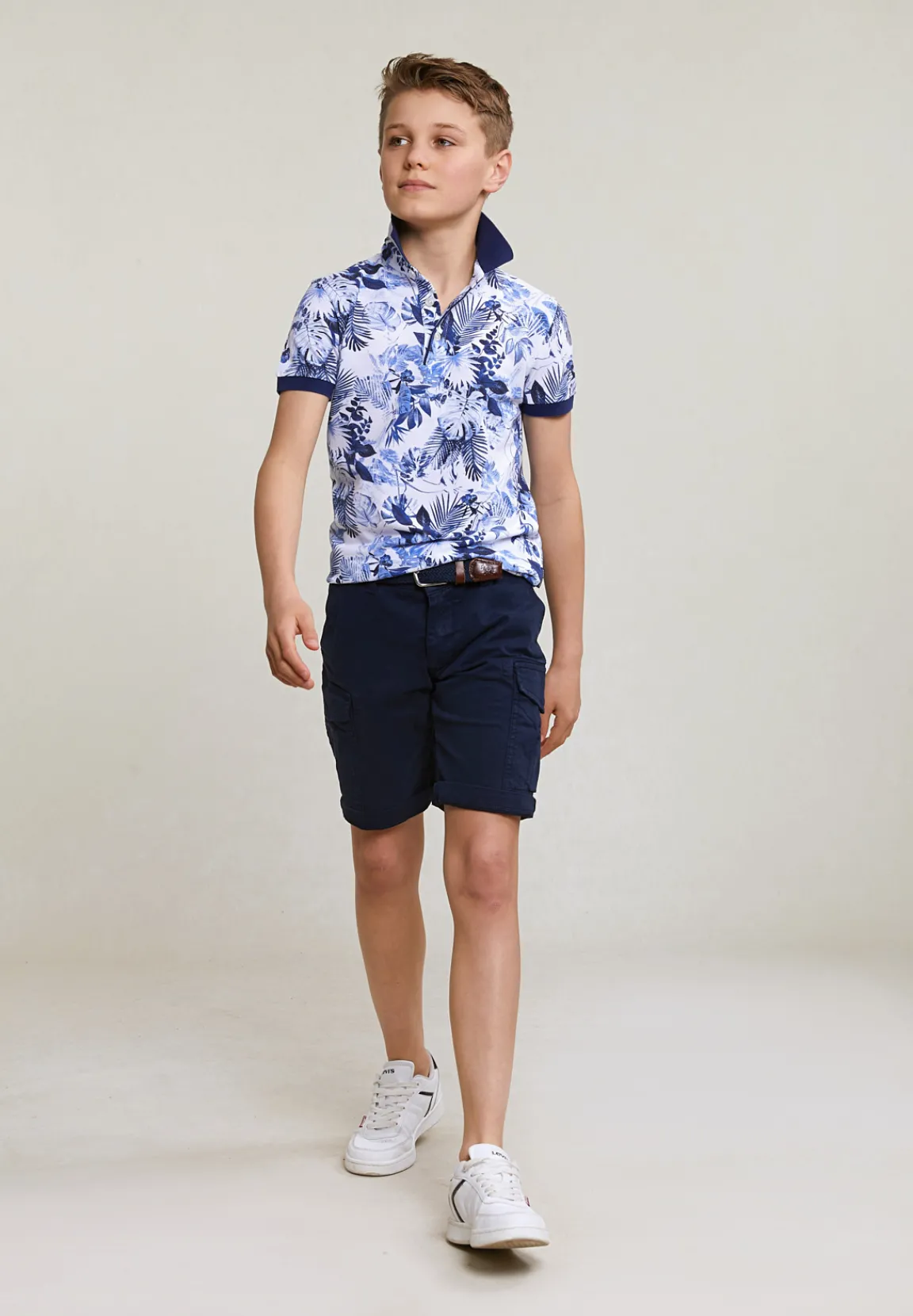 Sale River Woods Custom fit katoenen gebloemde polo écru -