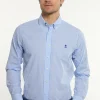Clearance River Woods Custom fit katoenen geruit hemd wit-blauw -