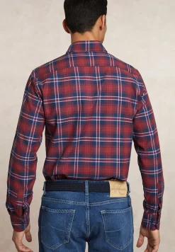 Clearance River Woods Custom fit katoenen geruit hemd blauw/rood -