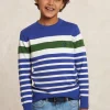 Clearance River Woods Custom fit katoenen gestreepte trui reef blue -