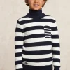 Discount River Woods Custom fit katoenen gestreepte trui navy/wit -