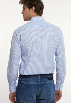 Clearance River Woods Custom fit katoenen gestreept hemd blauw/ wit -