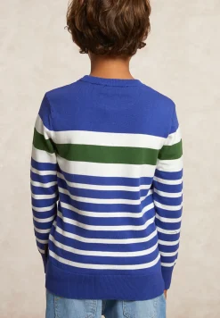 Clearance River Woods Custom fit katoenen gestreepte trui reef blue -