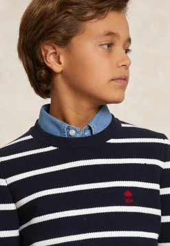 Sale River Woods Custom fit katoenen gestreepte trui navy/wit -