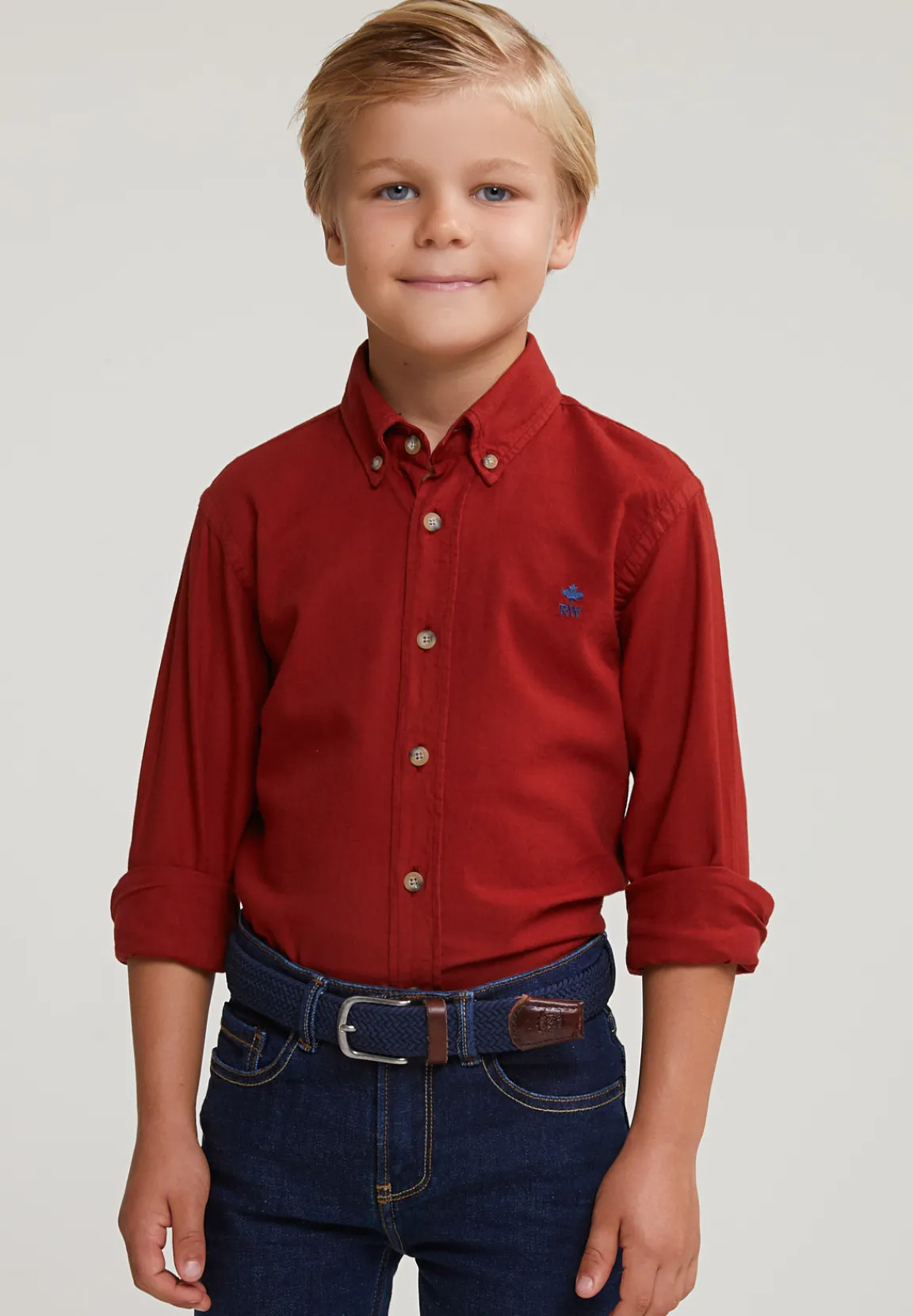 Online River Woods Custom fit katoenen hemd sunset -