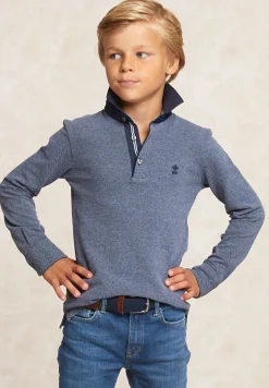 Hot River Woods Custom fit katoenen jacquard polo admiral/night sky mix -