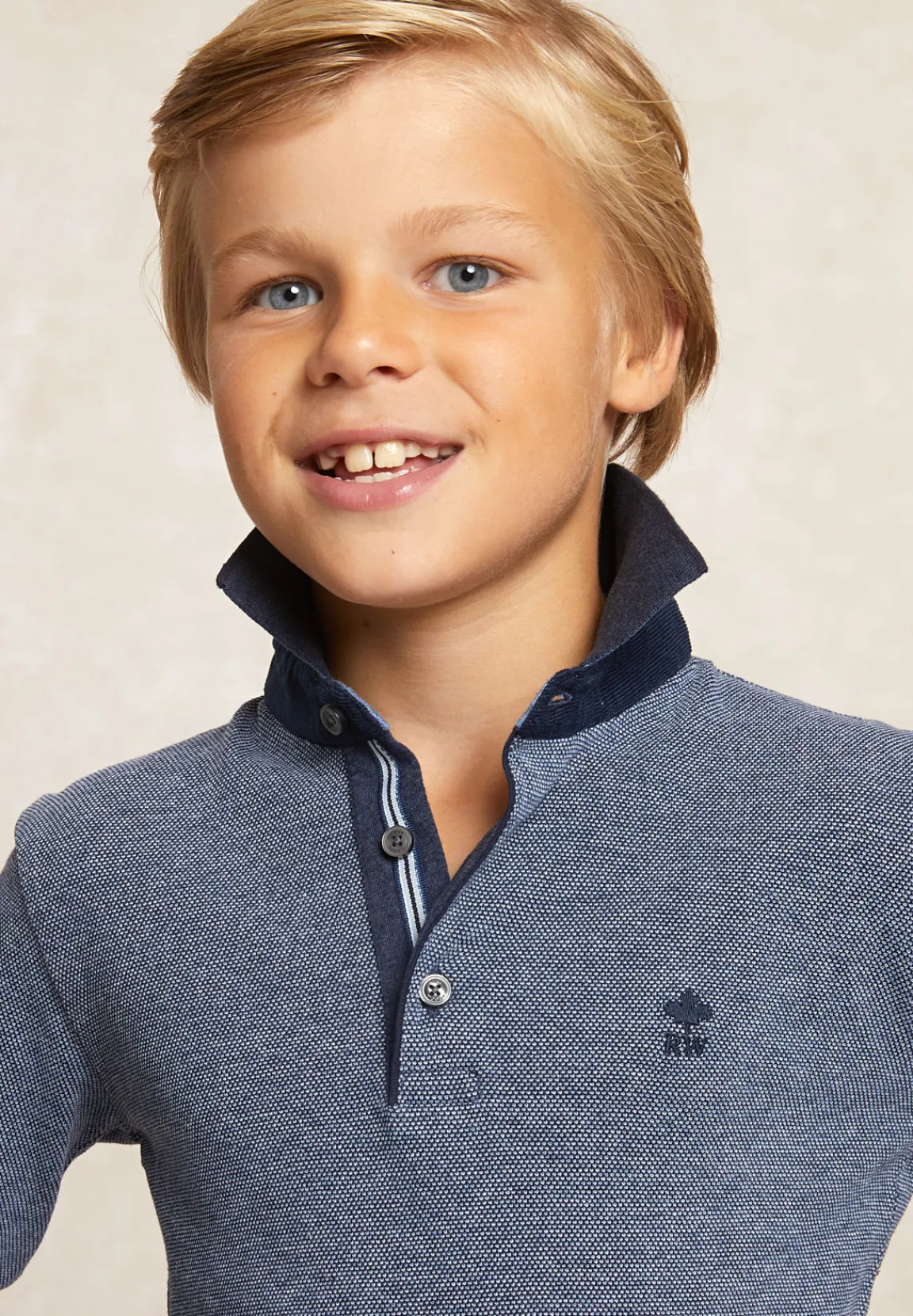 Hot River Woods Custom fit katoenen jacquard polo admiral/night sky mix -