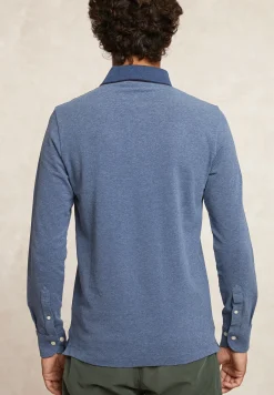 Clearance River Woods Custom fit katoenen jaspe pique polo moonlight mix -