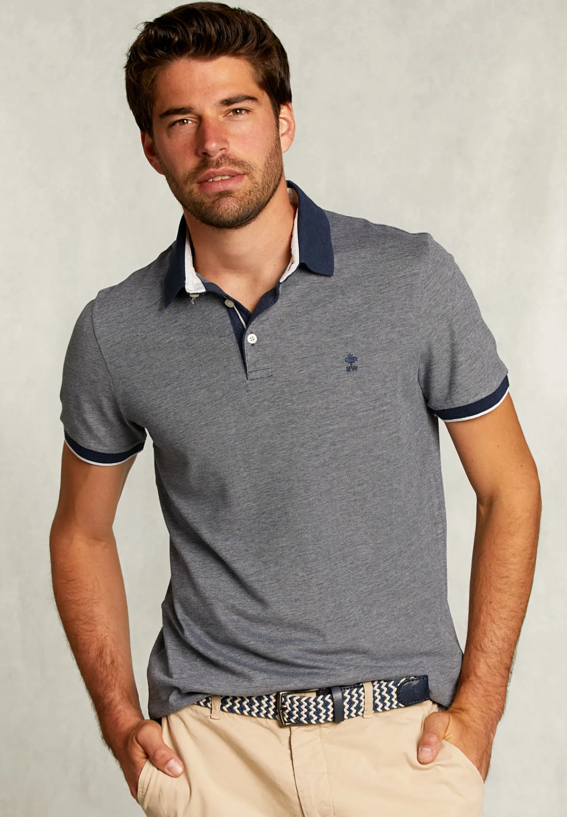 New River Woods Custom fit katoenen polo indian ocean mix -