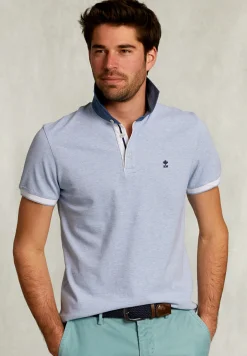 New River Woods Custom fit katoenen polo seawater mix -