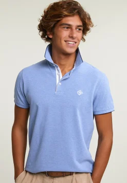 New River Woods Custom fit katoenen polo dark sky mix -