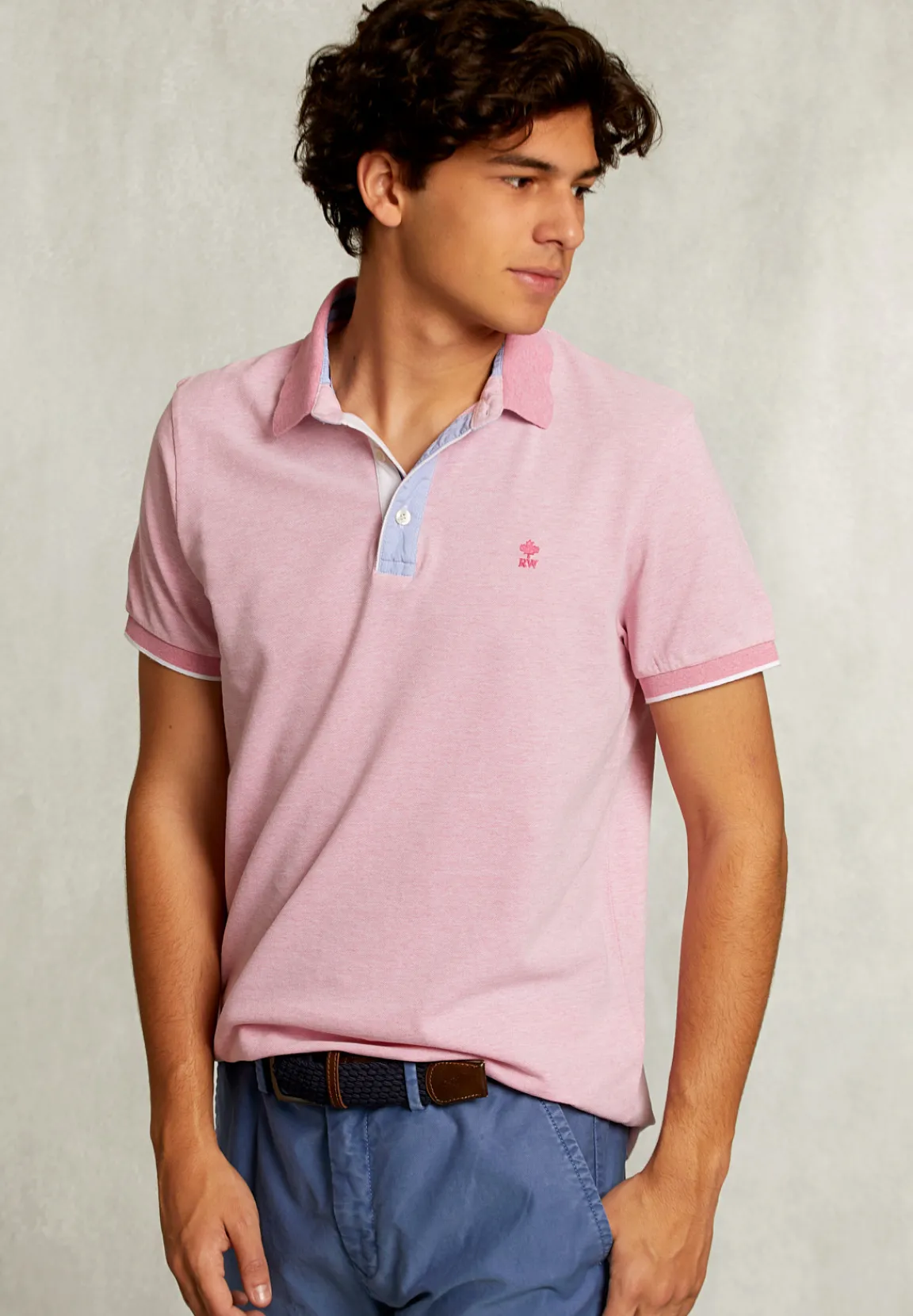 Clearance River Woods Custom fit katoenen polo dark sugar mix -