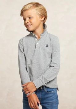 Online River Woods Custom fit katoenen polo mid grey mix -