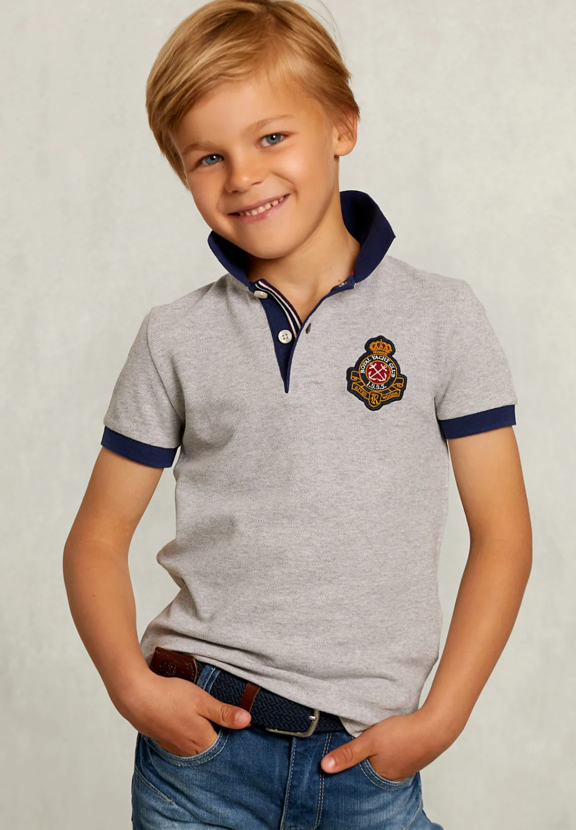 Online River Woods Custom fit katoenen polo dark oyster mix -